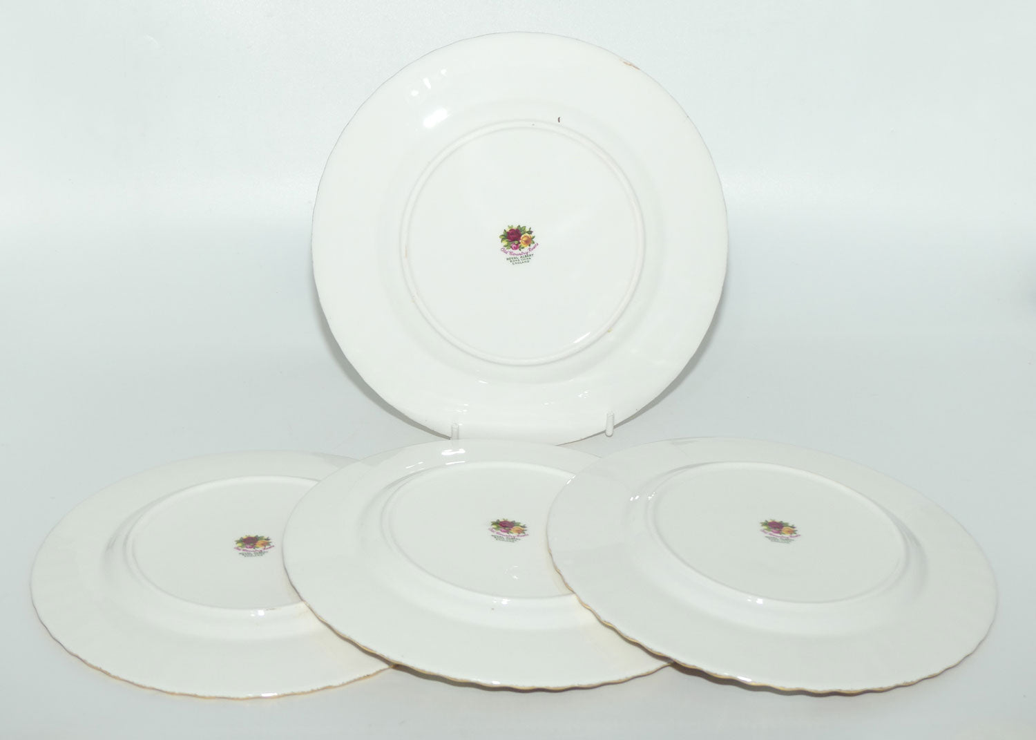 Royal Albert Bone China England Old Country Roses set of 4 entree or salad plates | 20.5cm | early backstamp