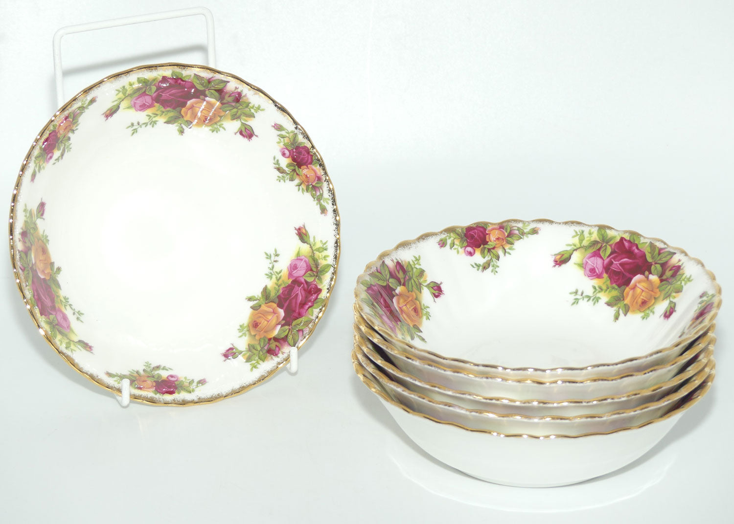 Royal Albert Bone China Old Country Roses England set of 6 bowls | 16cm diam | Early Backstamp