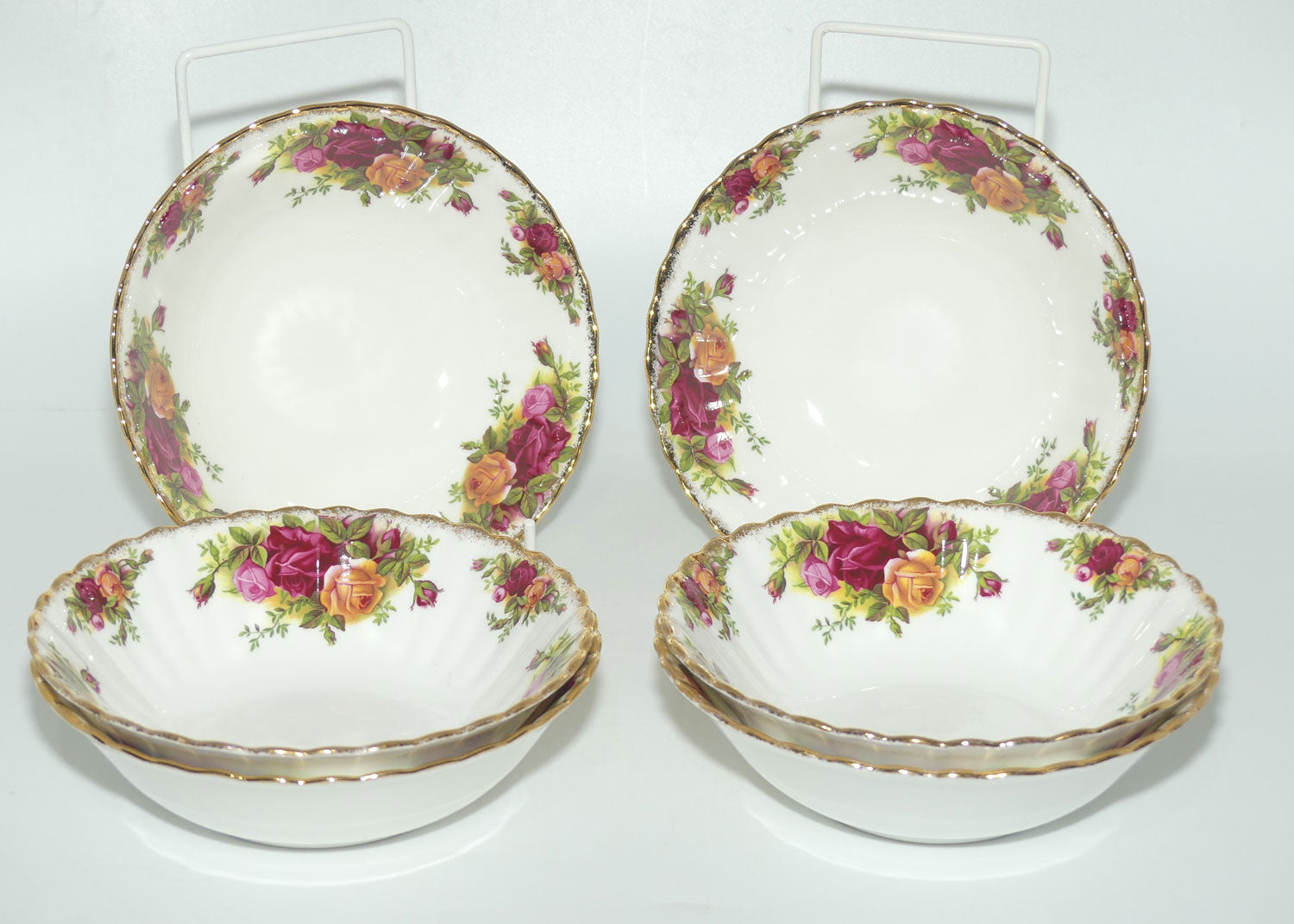 Royal Albert Bone China Old Country Roses England set of 6 bowls | 16cm diam | Early Backstamp