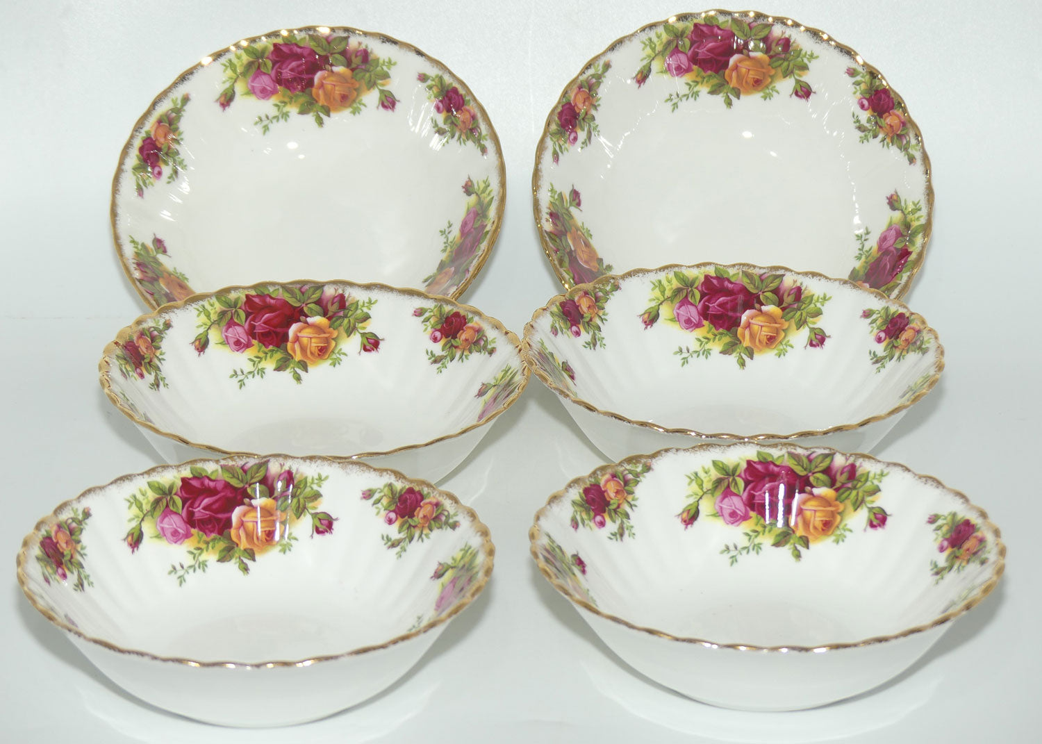 Royal Albert Bone China Old Country Roses England set of 6 bowls | 16cm diam | Early Backstamp