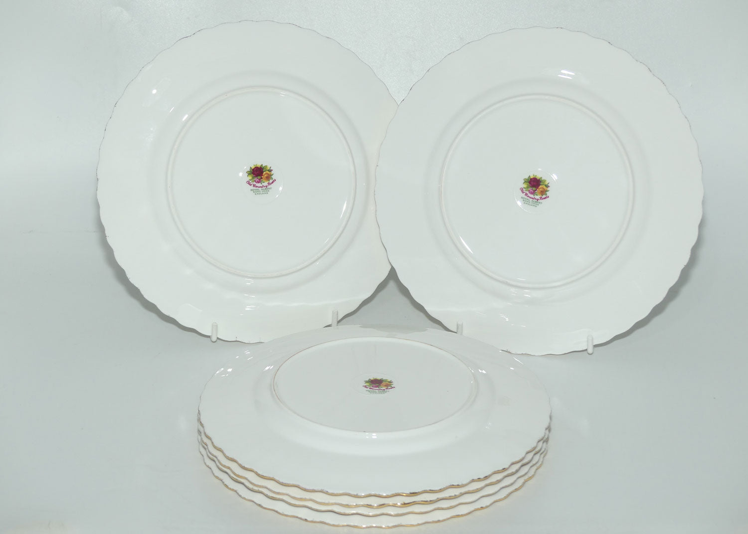 Royal Albert Bone China England Old Country Roses set of 6 entree or salad plates | 20.5cm diam | #1 | early backstamp