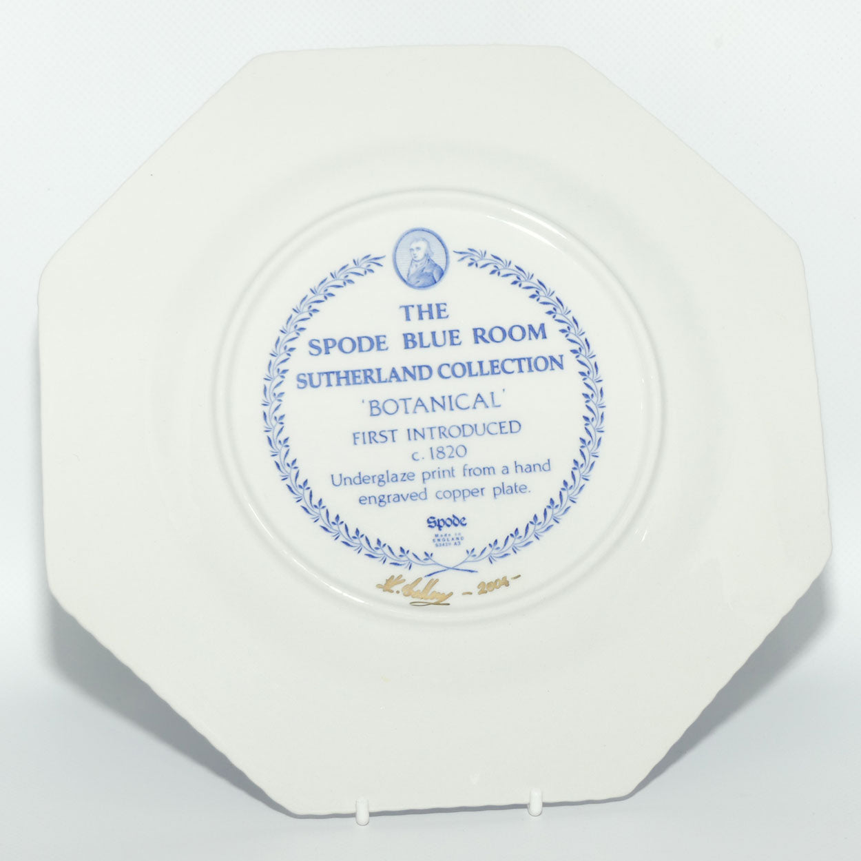 Spode Blue Room Sutherland Collection | Botanical Octagonal shape plate | signed | 24cm | boxed