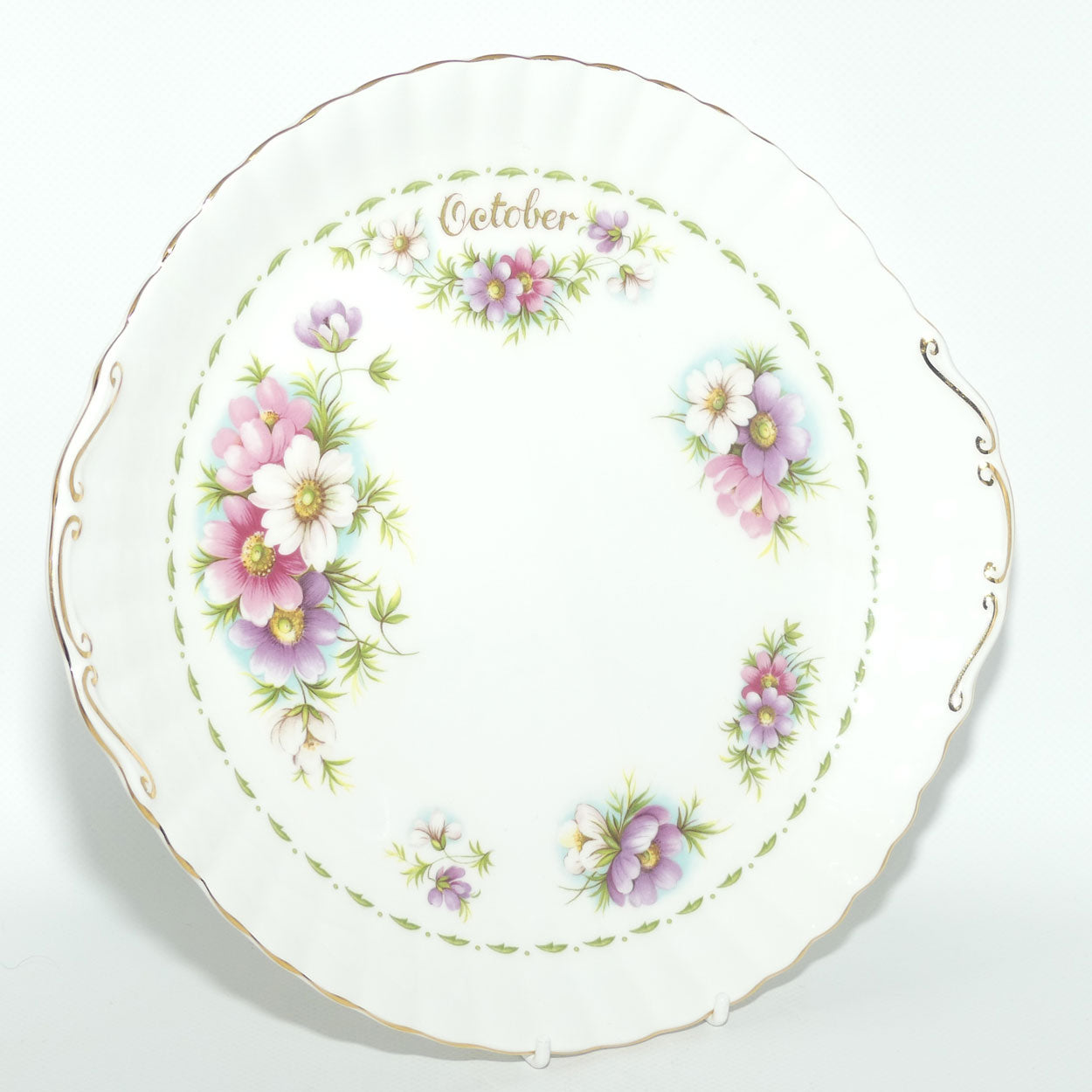 Royal Albert Bone China England | Flower of the Month series | #10 | October Cosmos tab handle cake plate