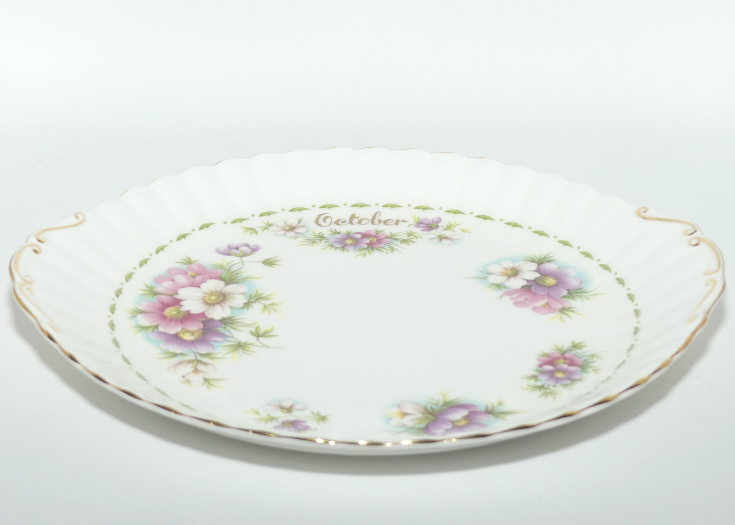 Royal Albert Bone China England | Flower of the Month series | #10 | October Cosmos tab handle cake plate