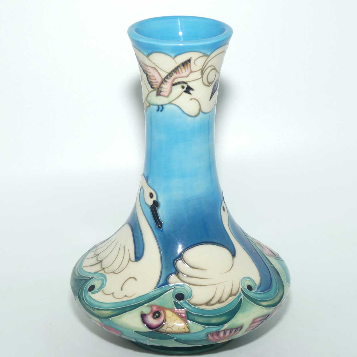 Moorcroft Odyssey Swans 62/8 vase | Ltd Ed
