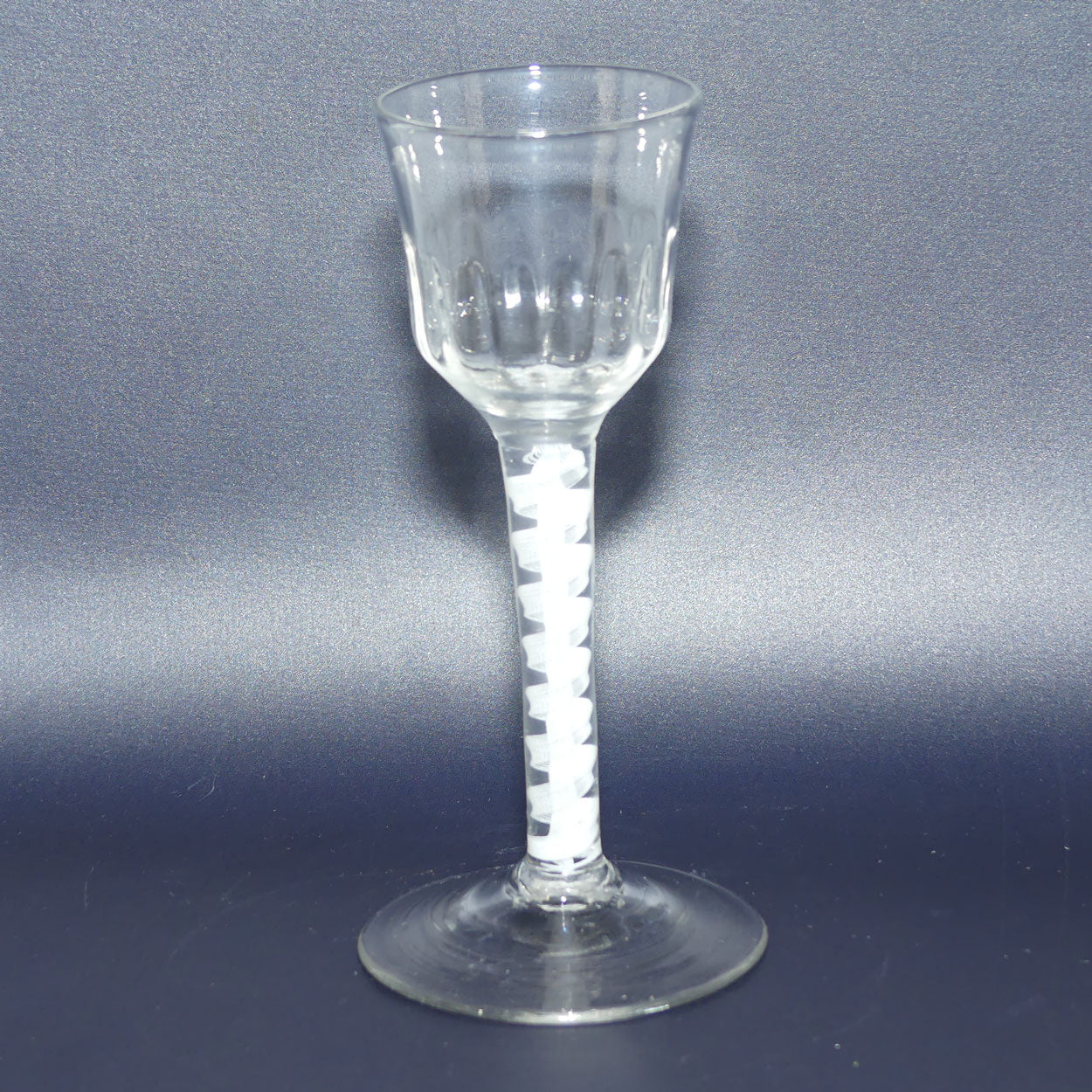 18th Century Georgian Glass with Fluted Ogee bowl and Double Series Opaque Twist | Cotton twist stem