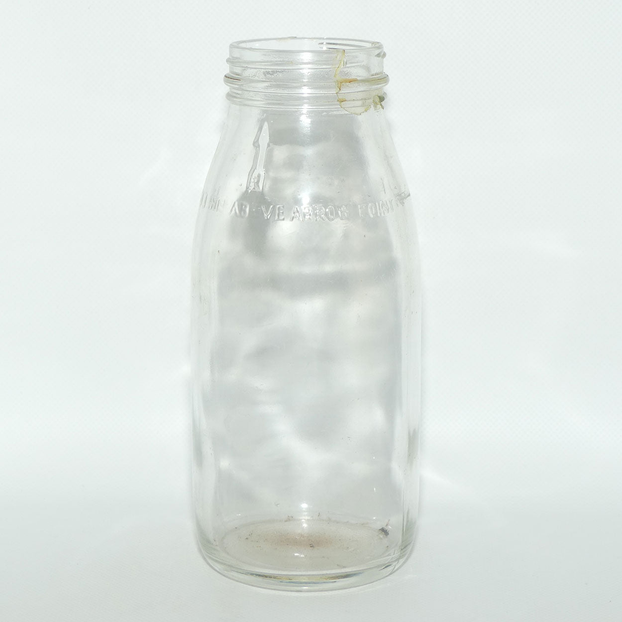 Vintage Imperial Quart Glass Oil Bottle | Crown Mark | 2 rusted metal tops