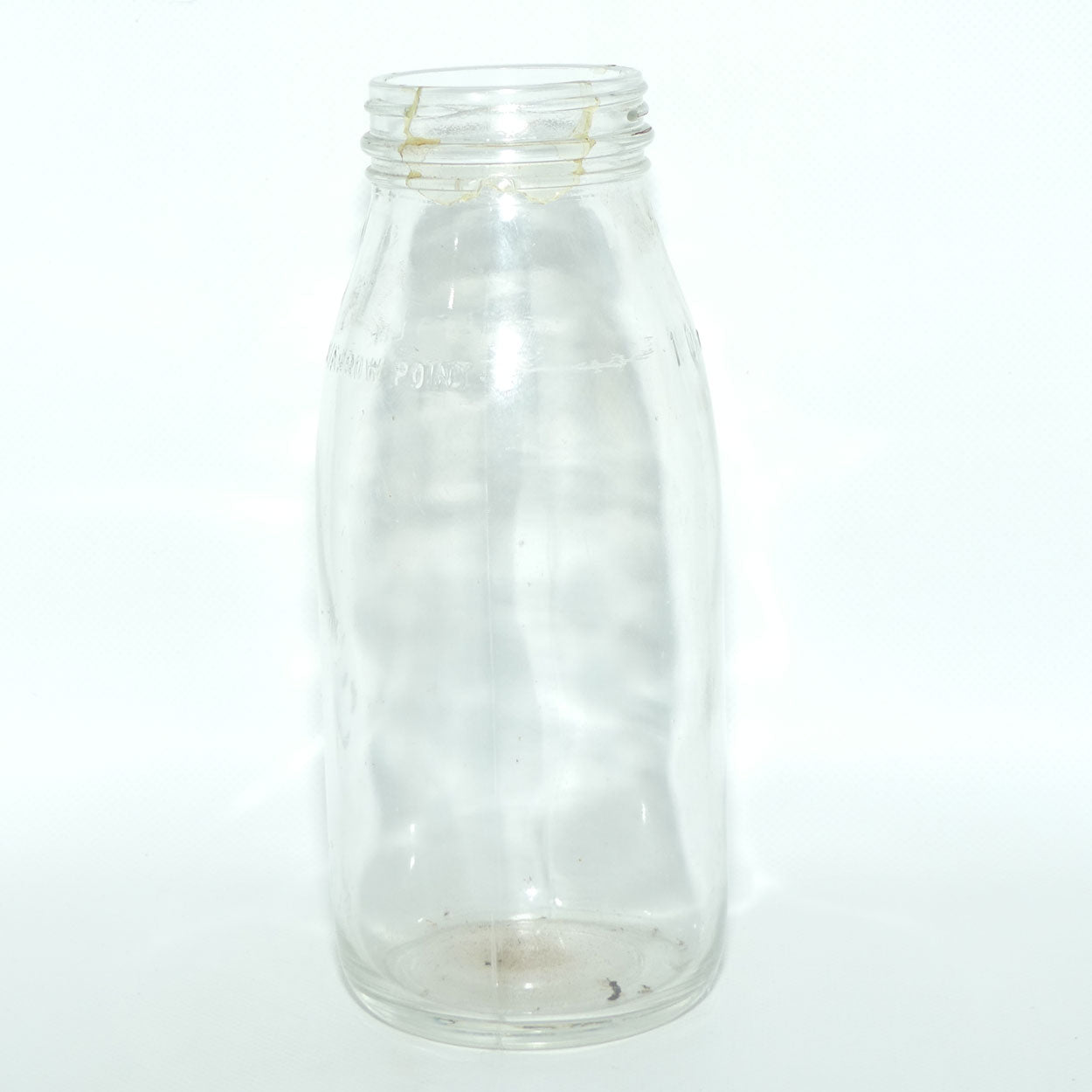 Vintage Imperial Quart Glass Oil Bottle | Crown Mark | 2 rusted metal tops