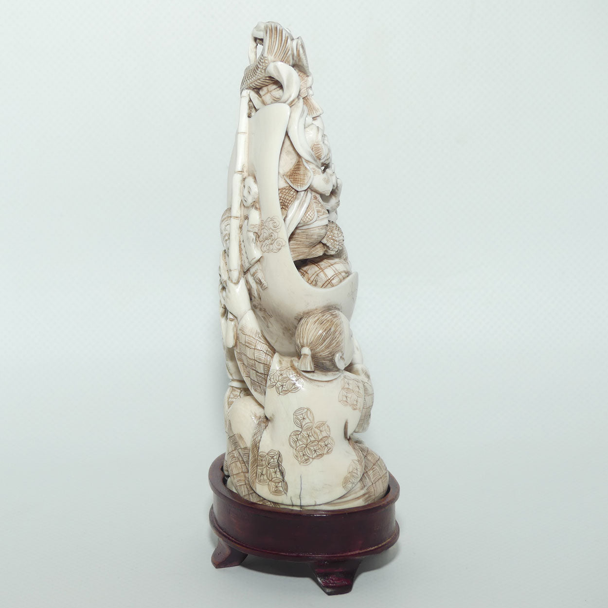 Japanese Carved Ivory Okimono figure | Many Characters and Mythical Figures | Meiji period | signed
