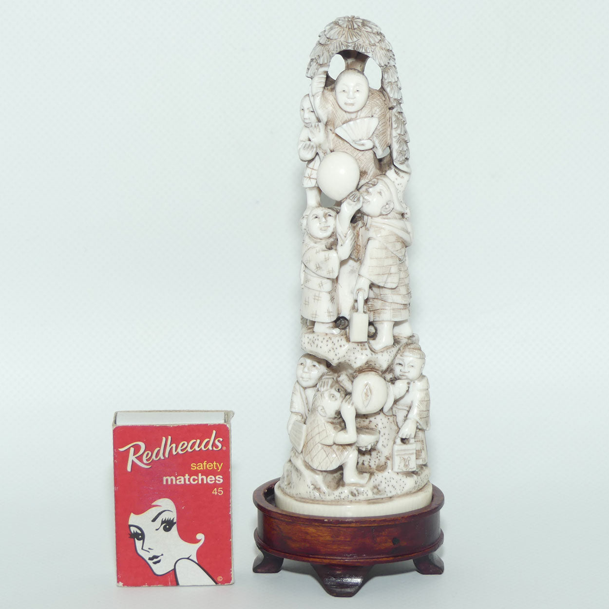 Japanese Carved Ivory Okimono figure | Karako with Balloons | Meiji period | signed