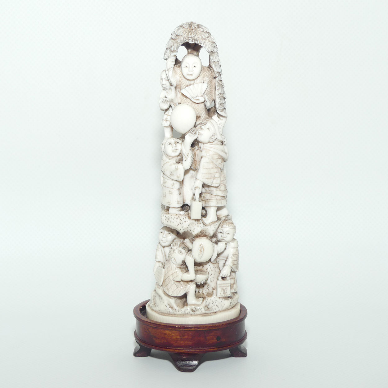 Japanese Carved Ivory Okimono figure | Karako with Balloons | Meiji period | signed