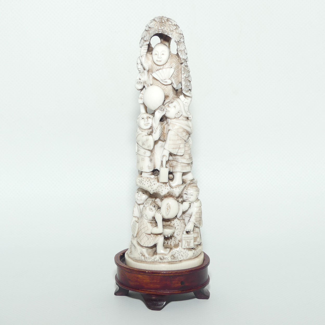 Japanese Carved Ivory Okimono figure | Karako with Balloons | Meiji period | signed
