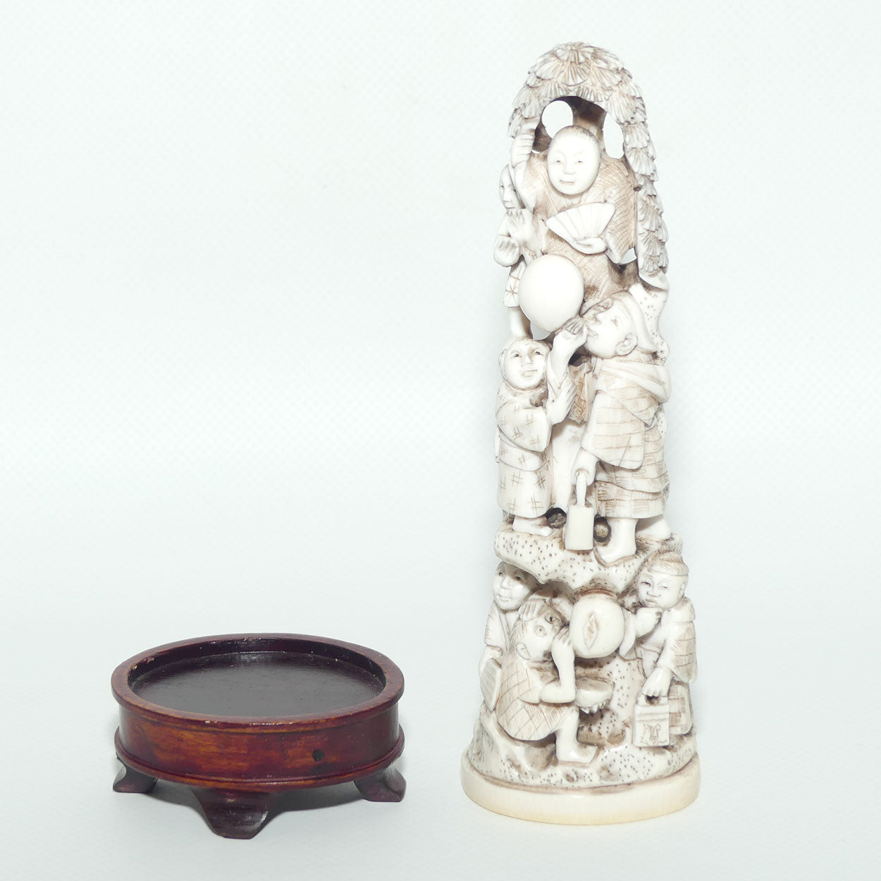 Japanese Carved Ivory Okimono figure | Karako with Balloons | Meiji period | signed