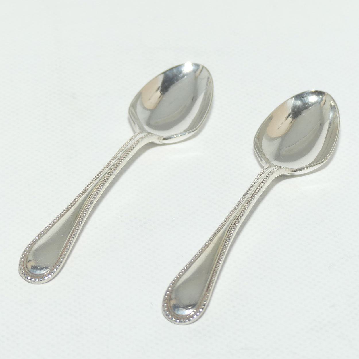 Set of 2 William Hutton and Sons | Silver Plated Old English Bead Pattern Teaspoons | 12cm