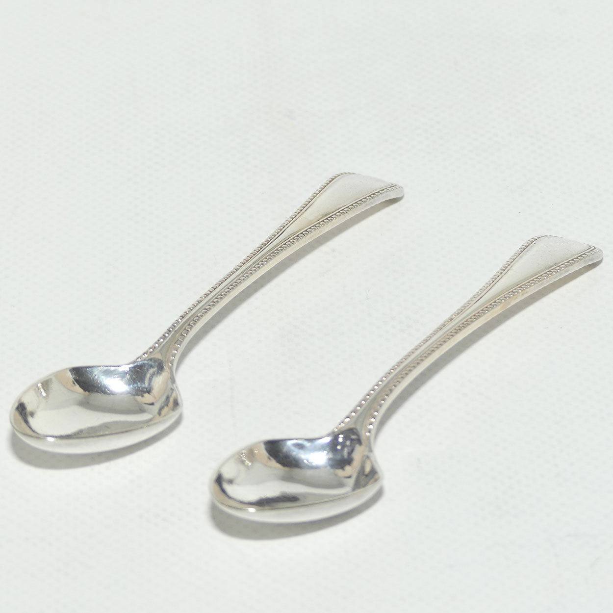 Set of 2 William Hutton and Sons | Silver Plated Old English Bead Pattern Teaspoons | 12cm