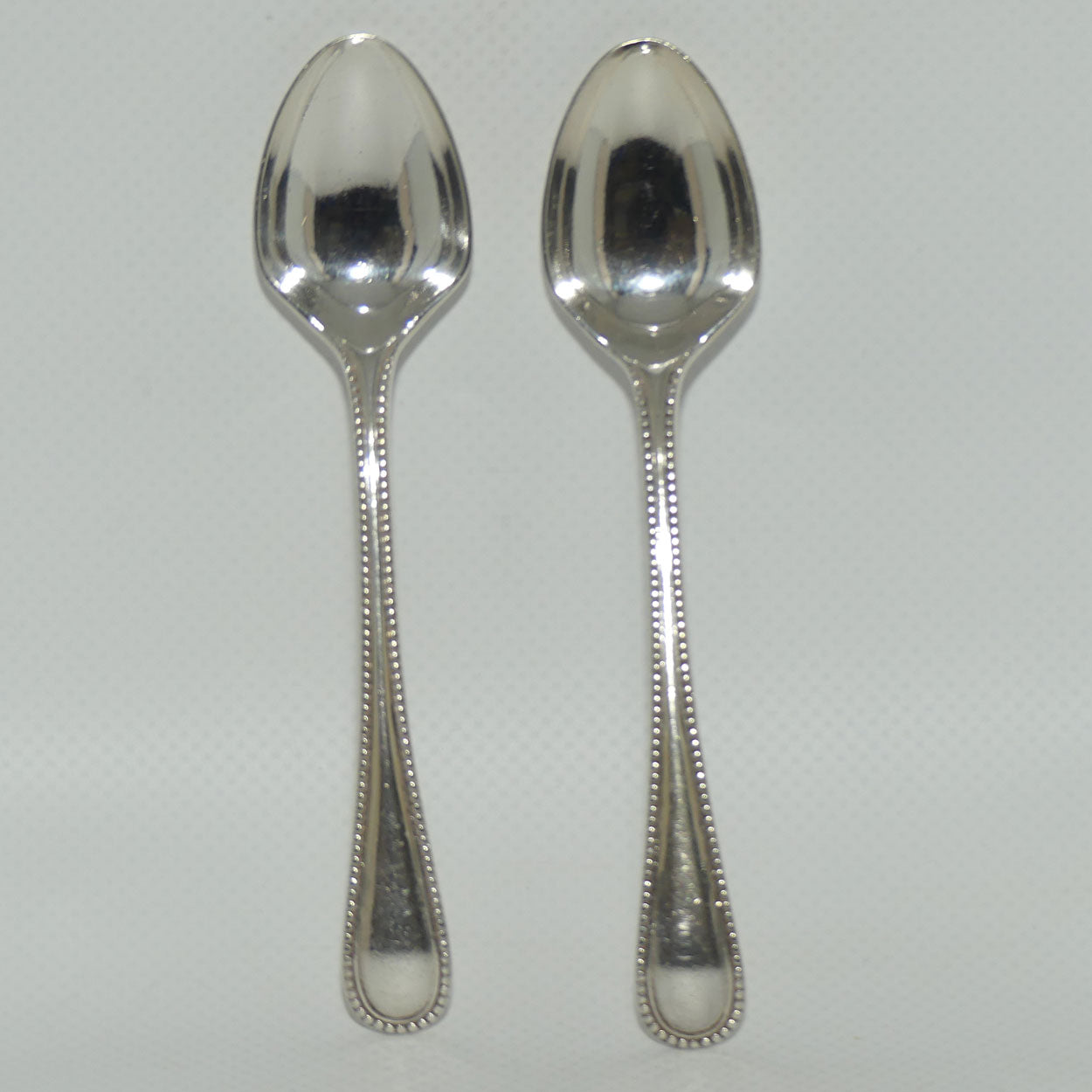 Set of 2 William Hutton and Sons | Silver Plated Old English Bead Pattern Teaspoons | 12cm