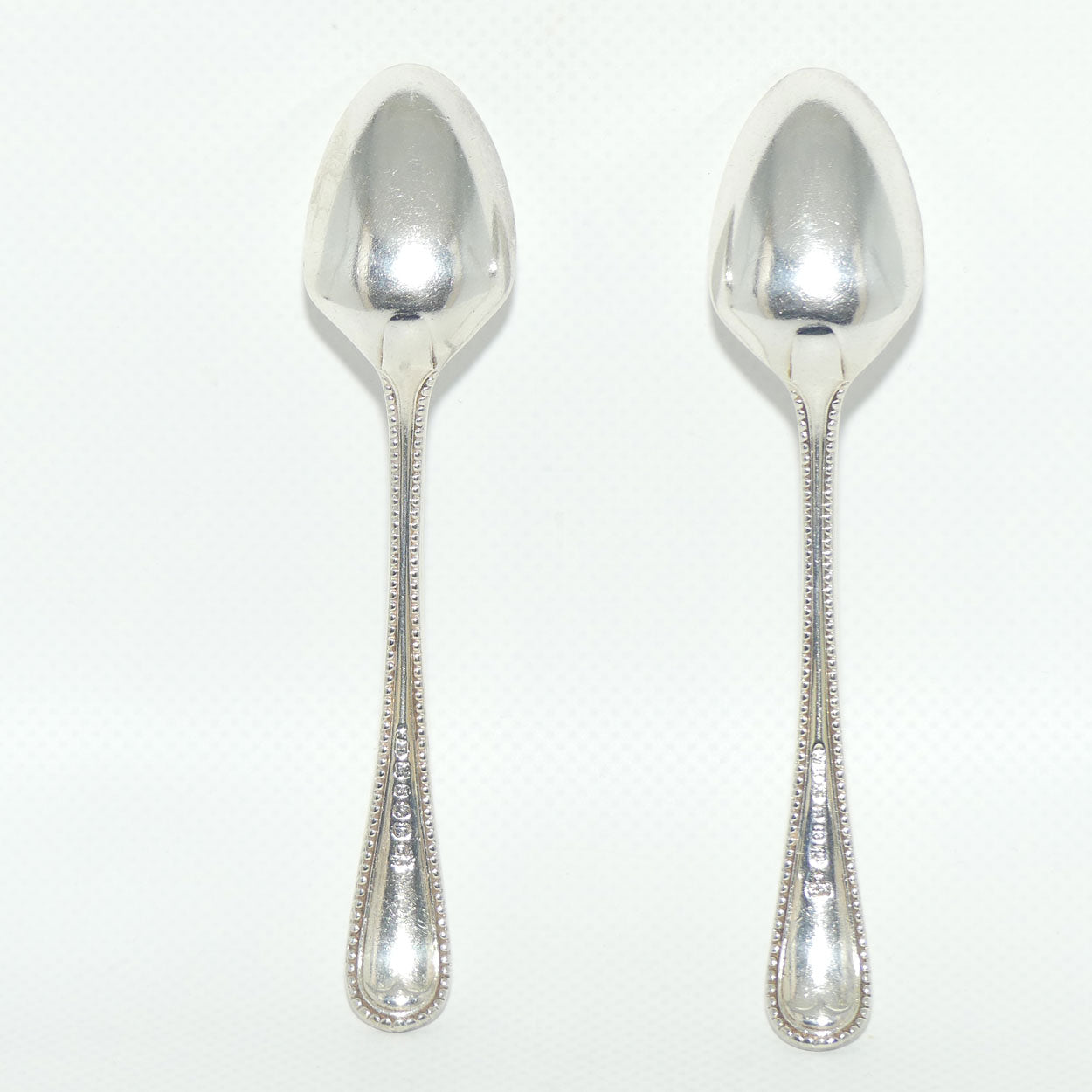 Set of 2 William Hutton and Sons | Silver Plated Old English Bead Pattern Teaspoons | 12cm
