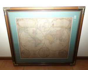 Large Framed Antiquarian Map Print | Planiglobii Terrestris Mappa Universalis | Artist: Johann Baptist Homann