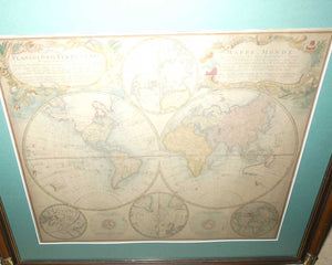 Large Framed Antiquarian Map Print | Planiglobii Terrestris Mappa Universalis | Artist: Johann Baptist Homann