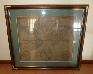 Large Framed Antiquarian Map Print | Planiglobii Terrestris Mappa Universalis | Artist: Johann Baptist Homann