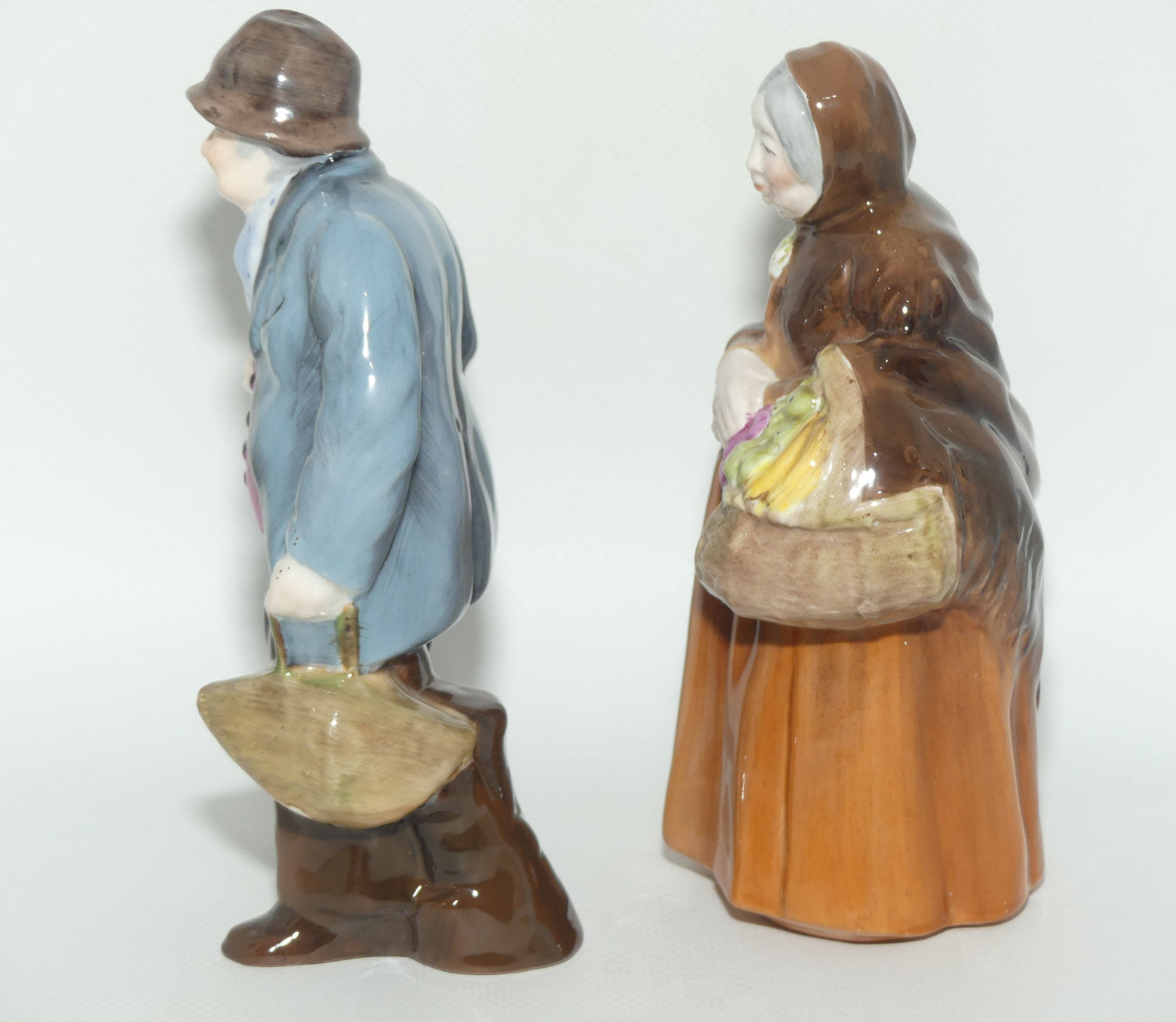 Coalport figurine pair | Tinker and Old Market Lady