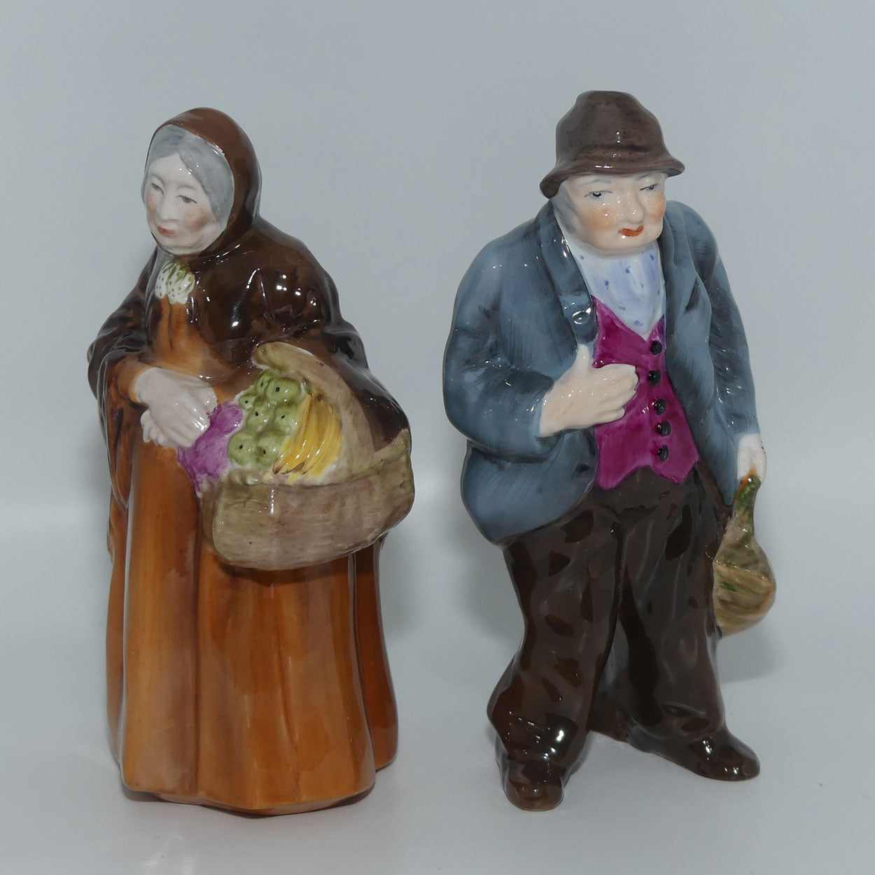 Coalport figurine pair | Old Market Lady and Tinker