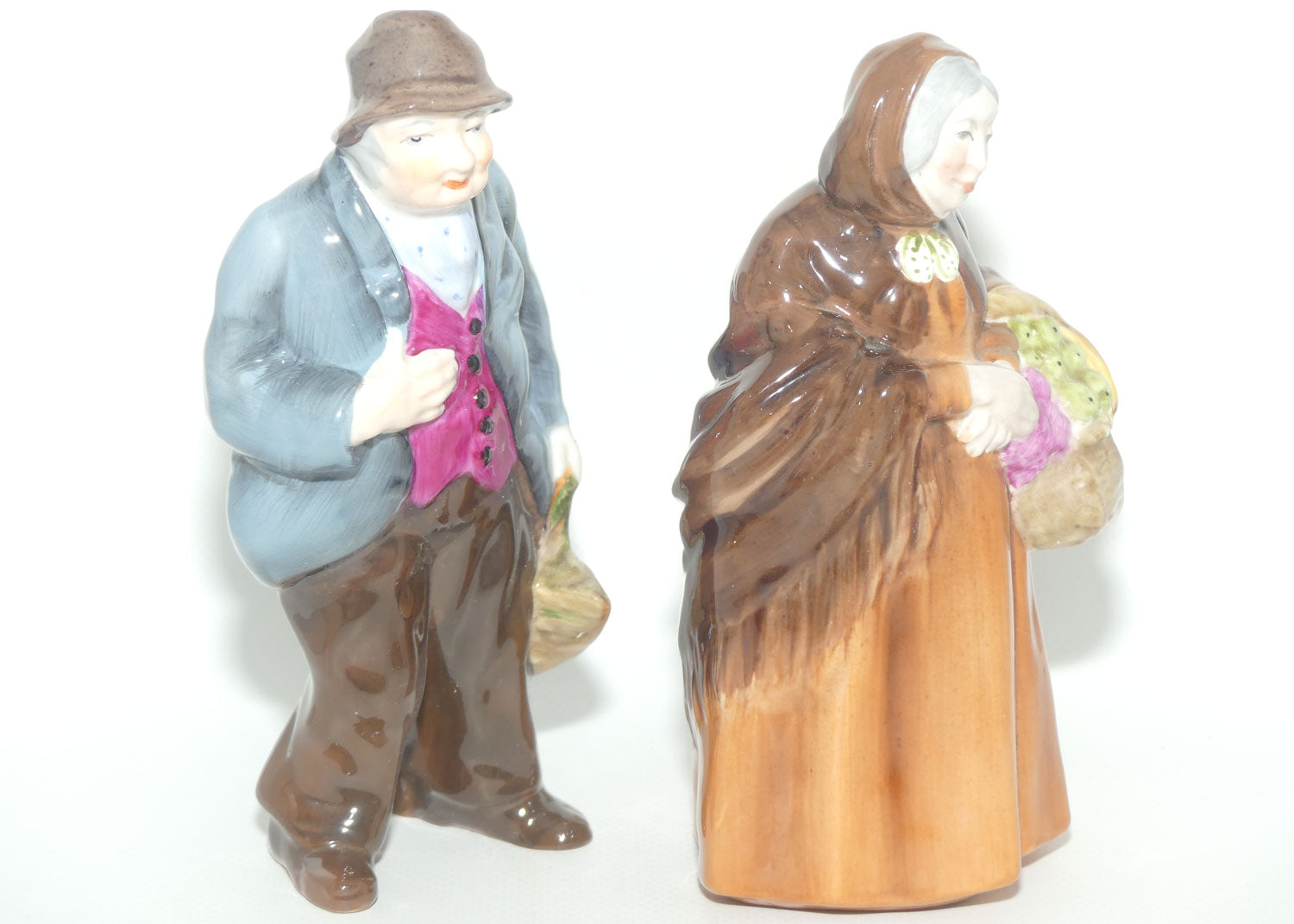 Coalport figurine pair | Tinker and Old Market Lady