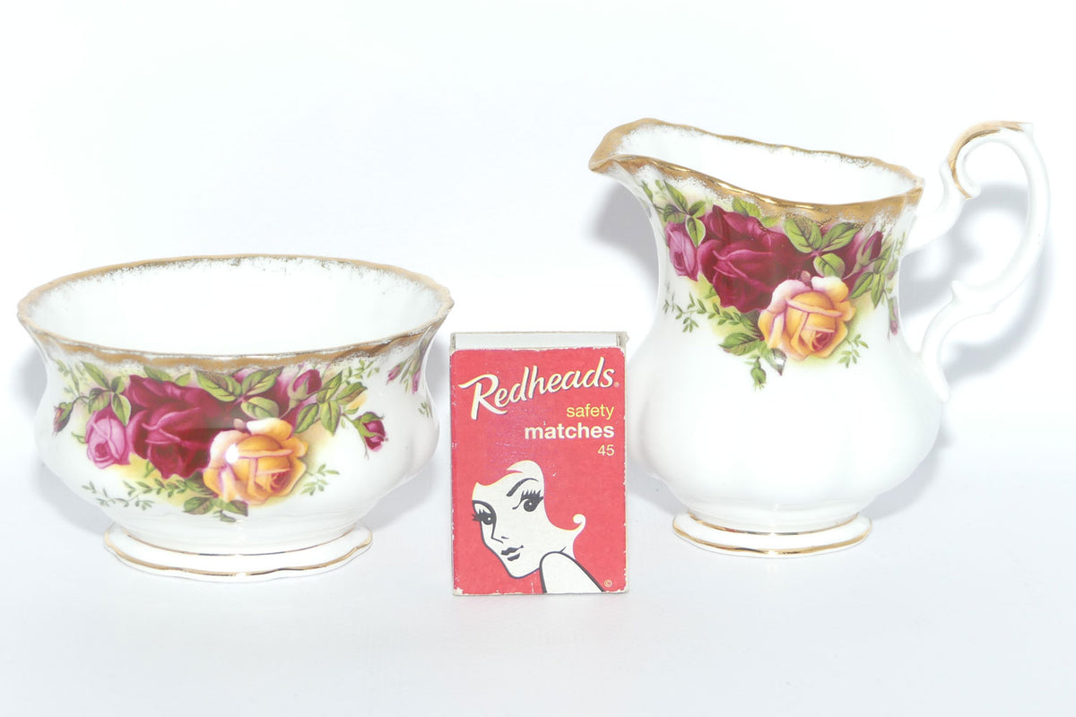 Royal Albert Bone China England Old Country Roses Milk Jug and Sugar Bowl | Coffee Size | early stamp