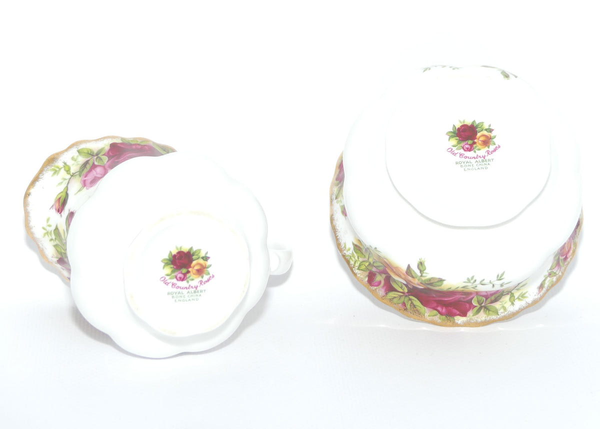 Royal Albert Bone China England Old Country Roses Milk Jug and Sugar Bowl | Coffee Size | early stamp