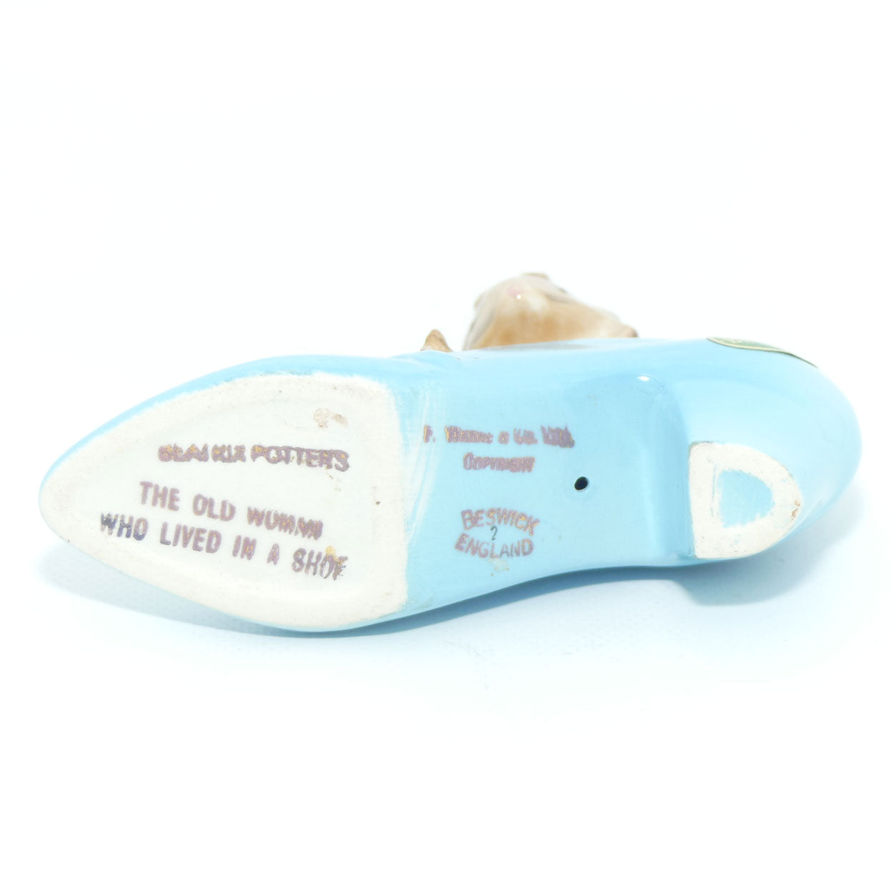 Beswick Beatrix Potter The Old Woman who lived in a Shoe | Label 