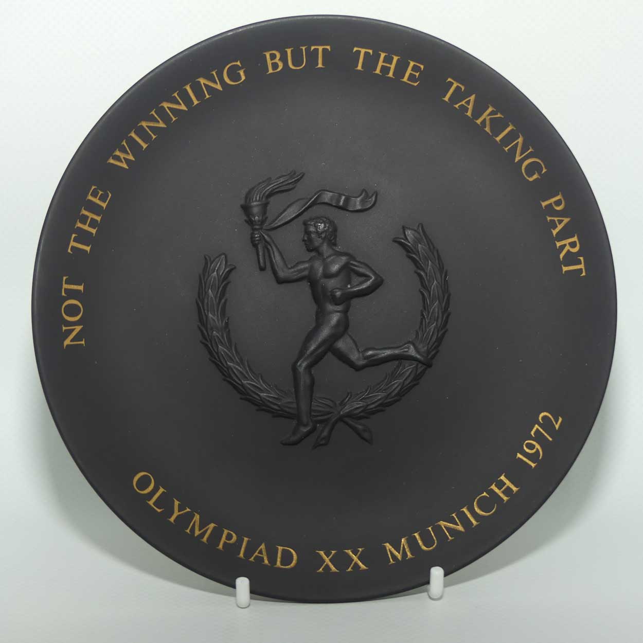 Wedgwood Basalt plate | Olympiad XX Munich 1972 | Not the Winning but the Taking Part | boxed
