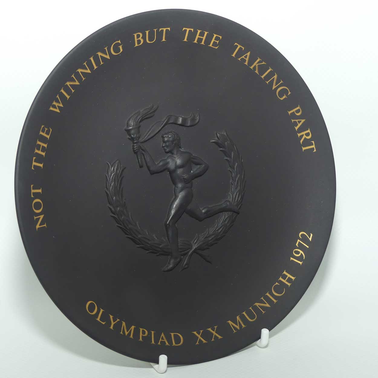Wedgwood Basalt plate | Olympiad XX Munich 1972 | Not the Winning but the Taking Part | boxed