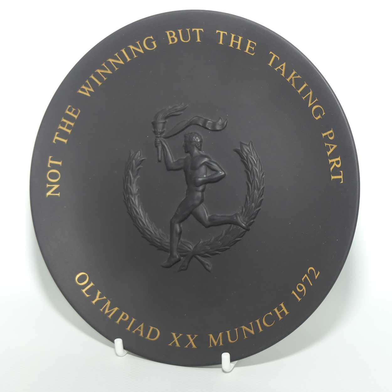 Wedgwood Basalt plate | Olympiad XX Munich 1972 | Not the Winning but the Taking Part | boxed
