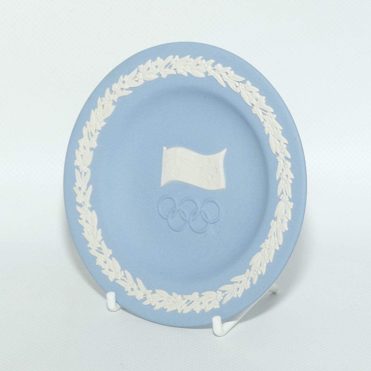 Wedgwood White on Pale Blue jasper mini plate | Sydney 2000 | Australian Pride The Olympic Tradition | 11.5cm