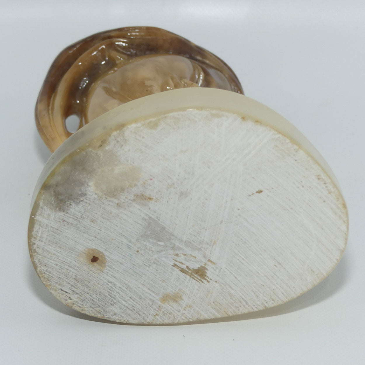 Hand Carved Caramel Onyx bust of Art Nouveau inspired Lady