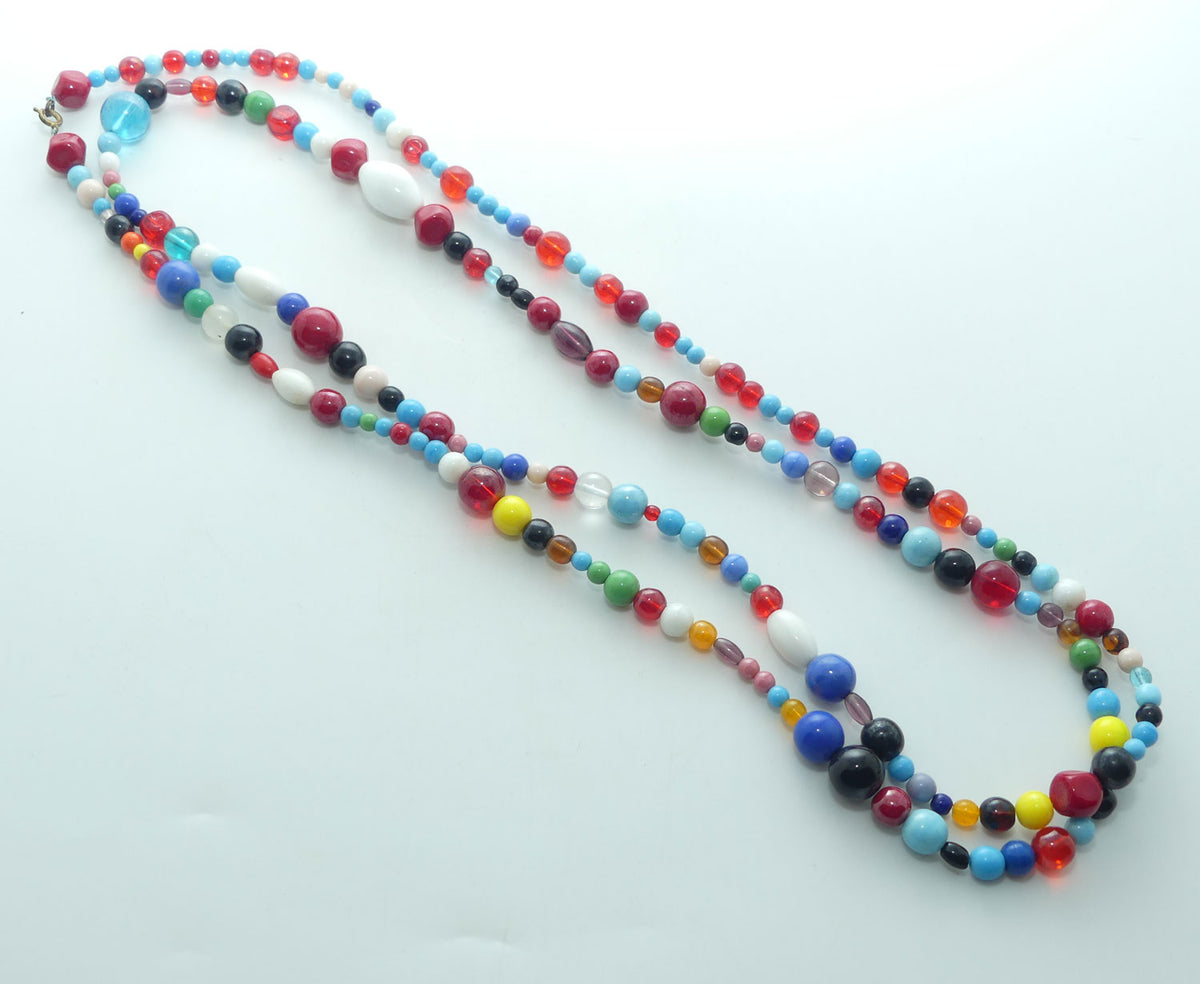 Vintage set of Multicolored Glass Beads | Opera Length or Double Strand