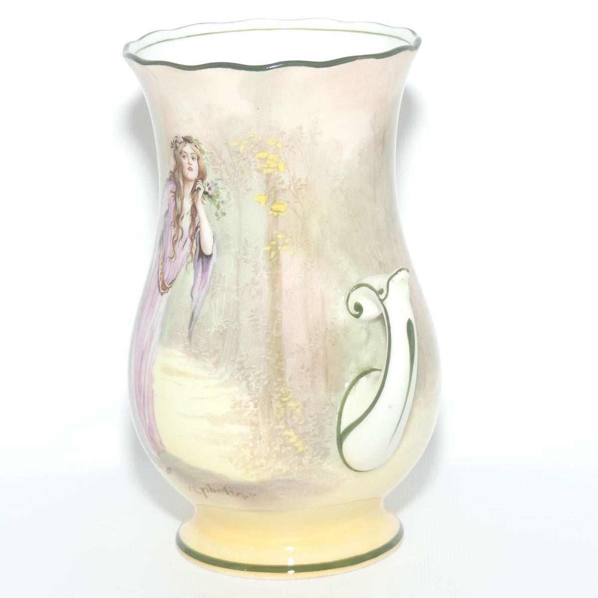 Royal Doulton Shakespearean Ophelia twin handle vase E7267