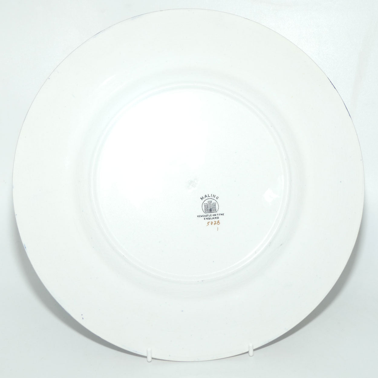 Maling plate Art Deco hand enamelled Butterfly and Peony plate 5028 | Orange Ground and Blue Border