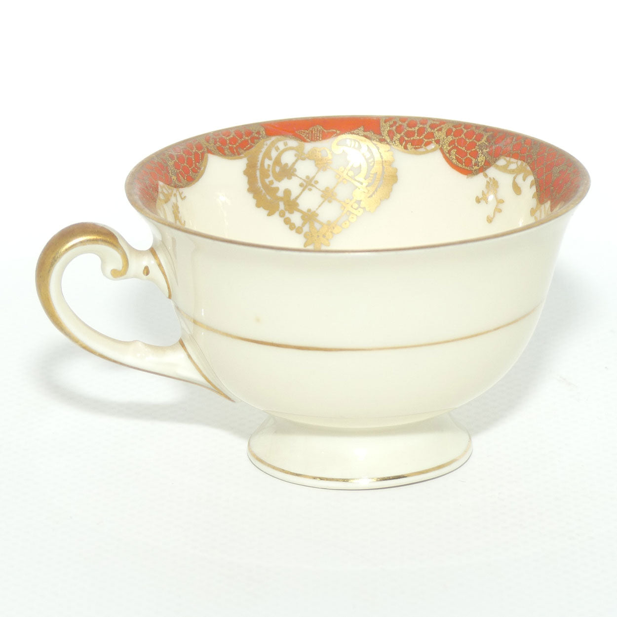 Hutschenreuther Germany demi tasse duo | Red trim with Gilt Overlay