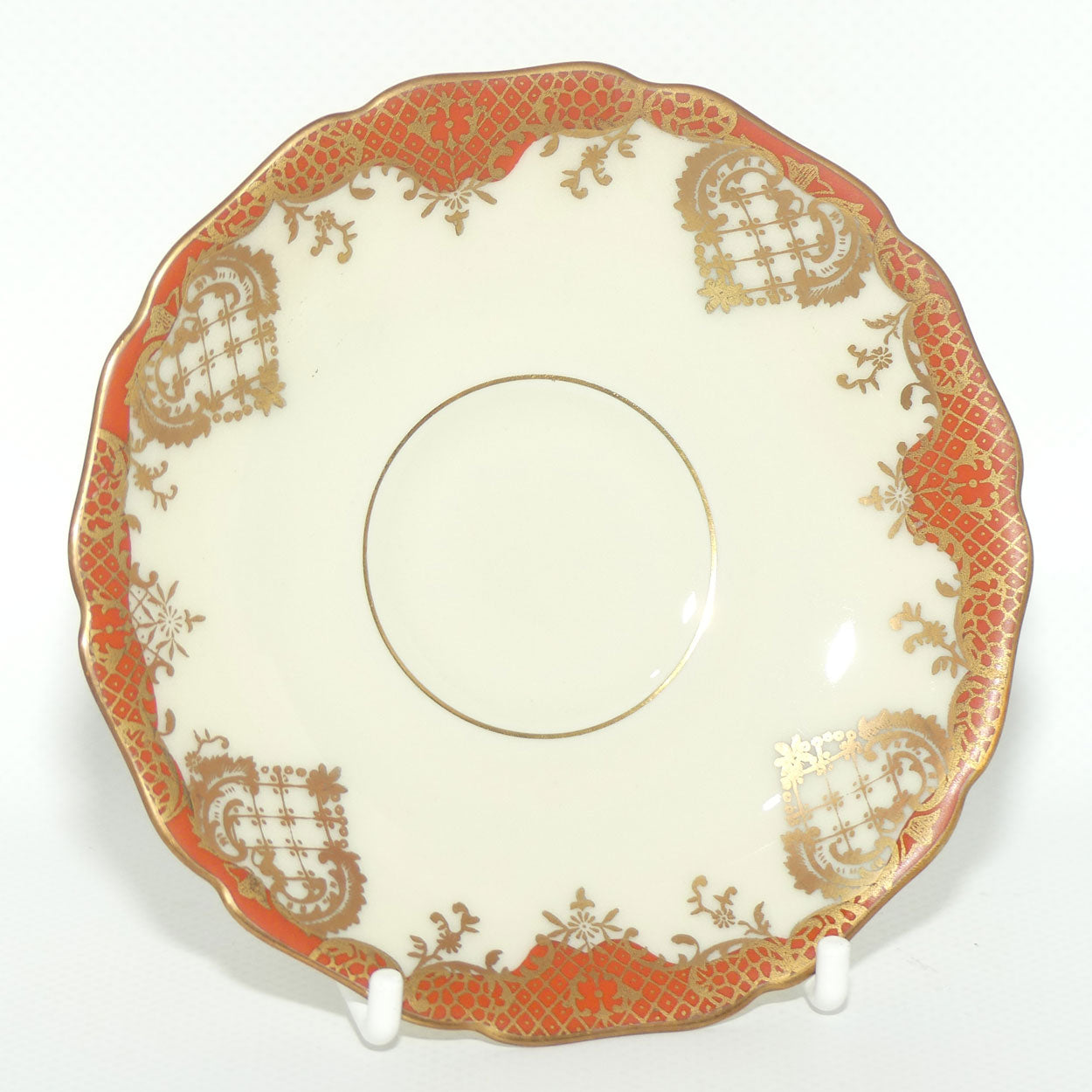 Hutschenreuther Germany demi tasse duo | Red trim with Gilt Overlay