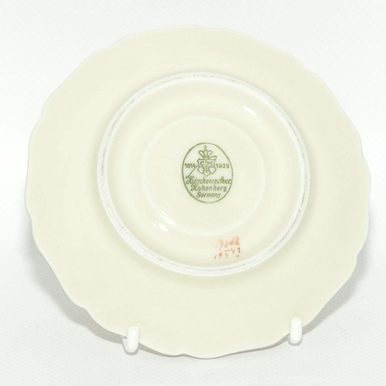 Hutschenreuther Germany demi tasse duo | Red trim with Gilt Overlay