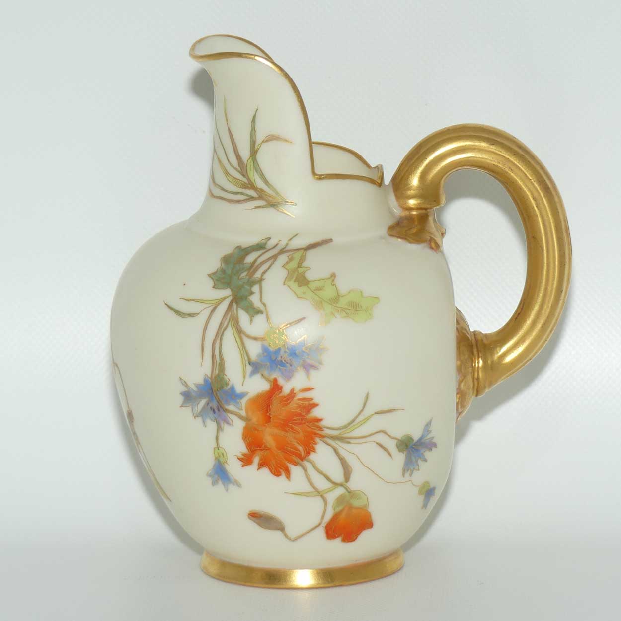 Royal Worcester Blush Ivory hand painted Orange Poppy very small flatback jug