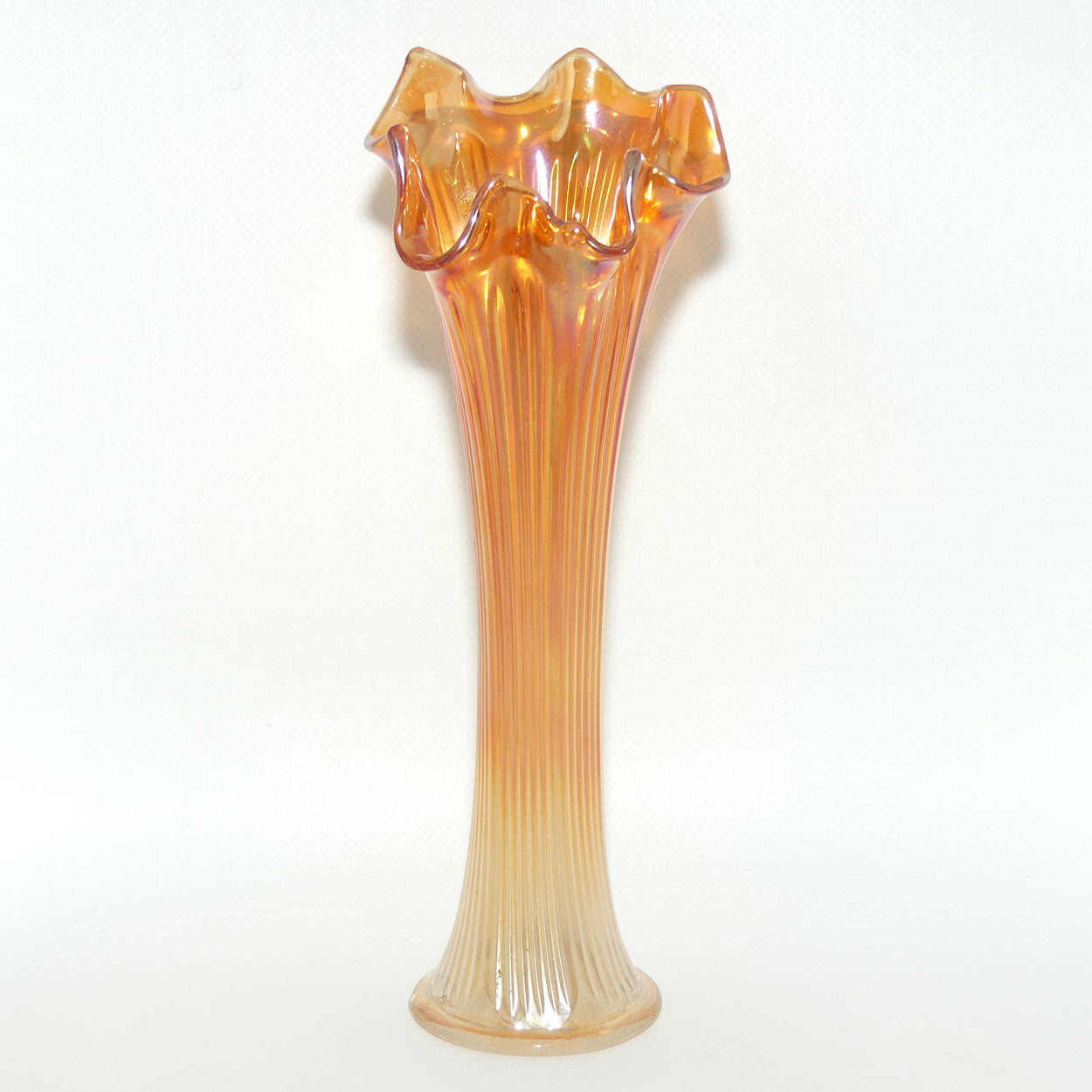 Fenton Carnival Glass Marigold swung vase | 25cm tall