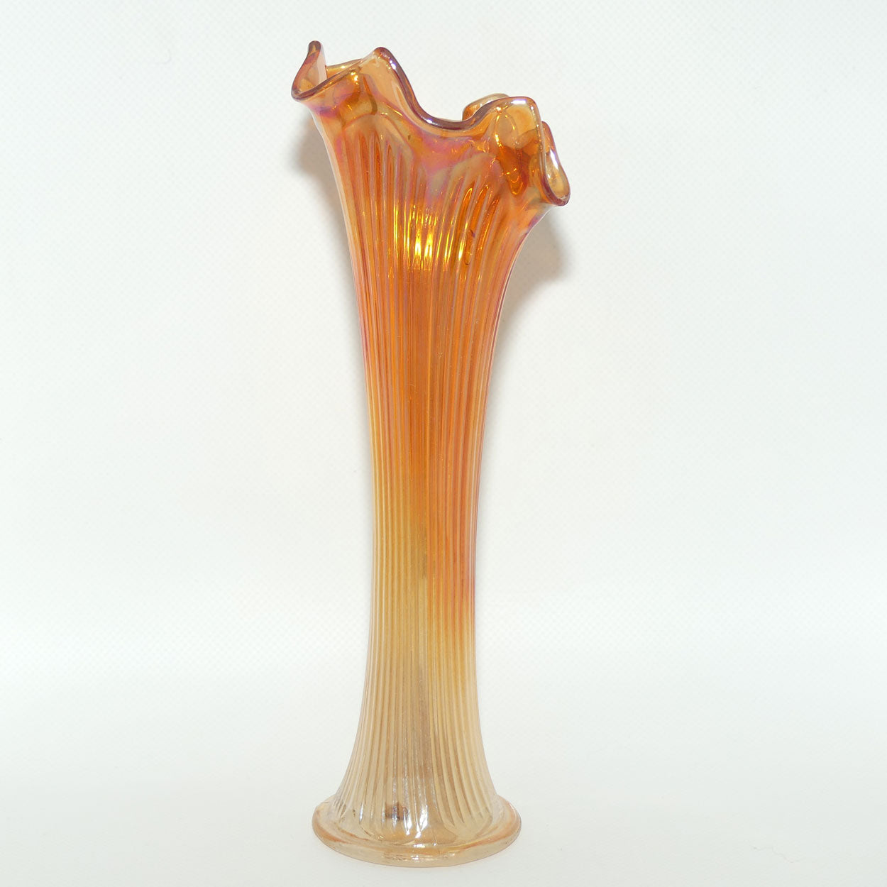 Fenton Carnival Glass Marigold swung vase | 25cm tall