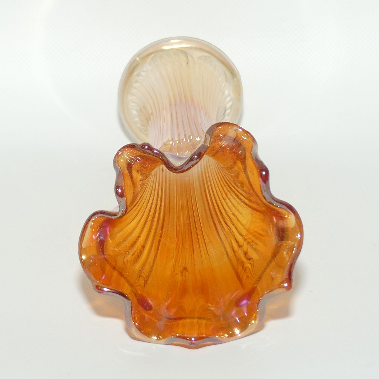 Fenton Carnival Glass Marigold swung vase | 25cm tall