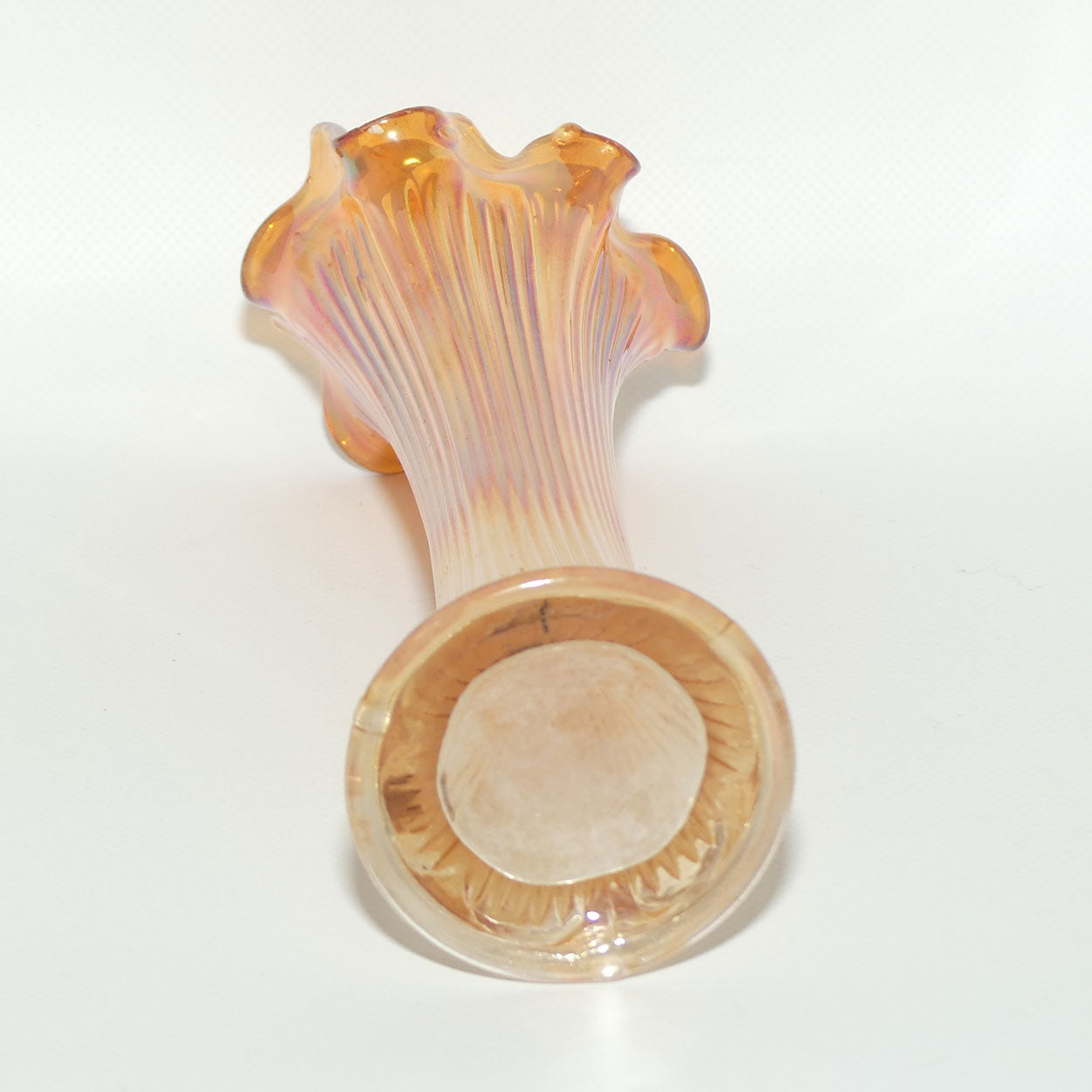 Fenton Carnival Glass Marigold swung vase | 25cm tall