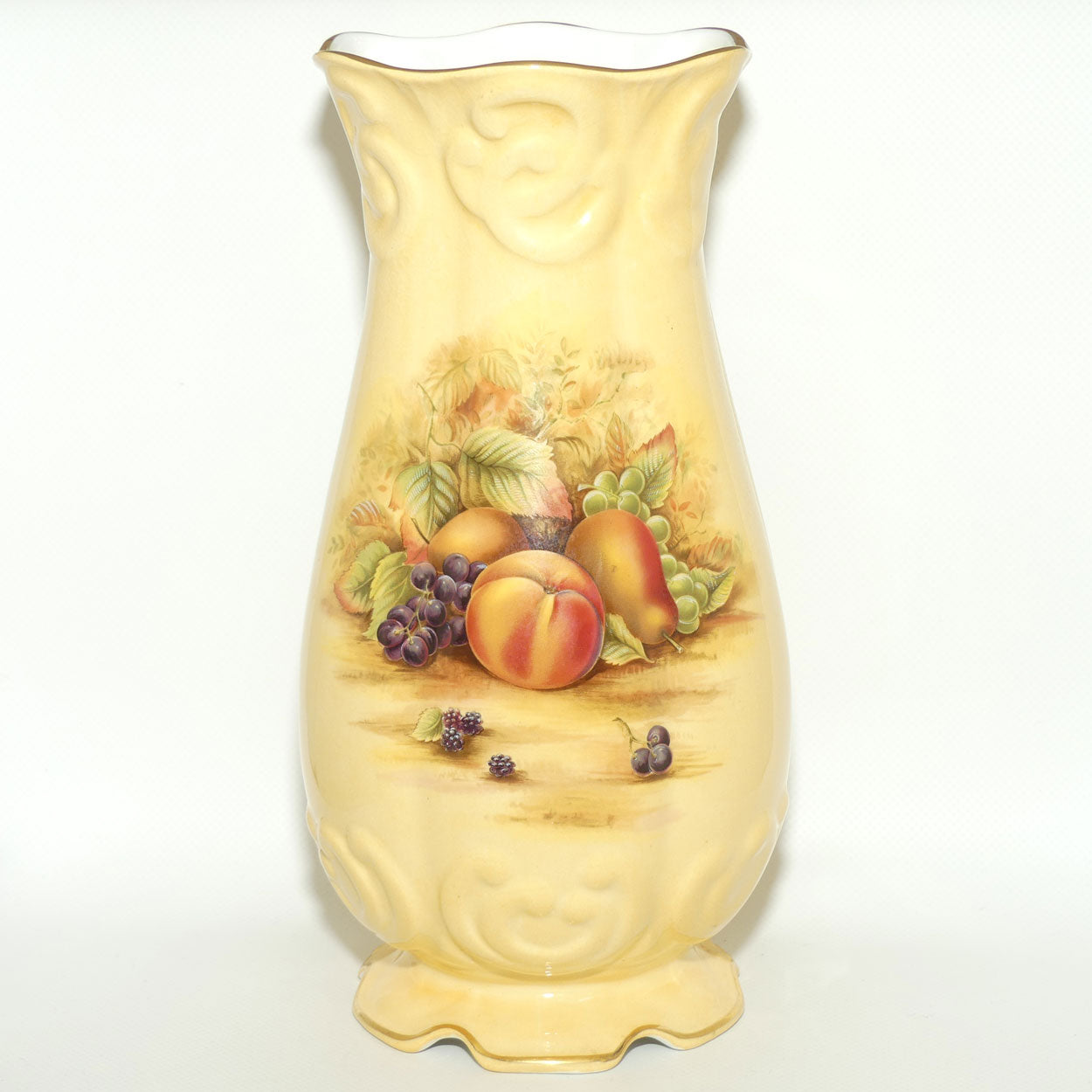 Aynsley Orchard Gold tall bulbous shape footed base vase | 27cm tall