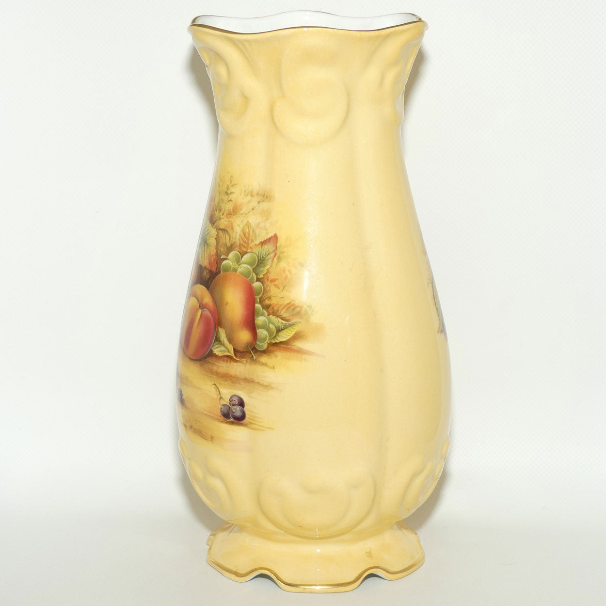 Aynsley Orchard Gold tall bulbous shape footed base vase | 27cm tall