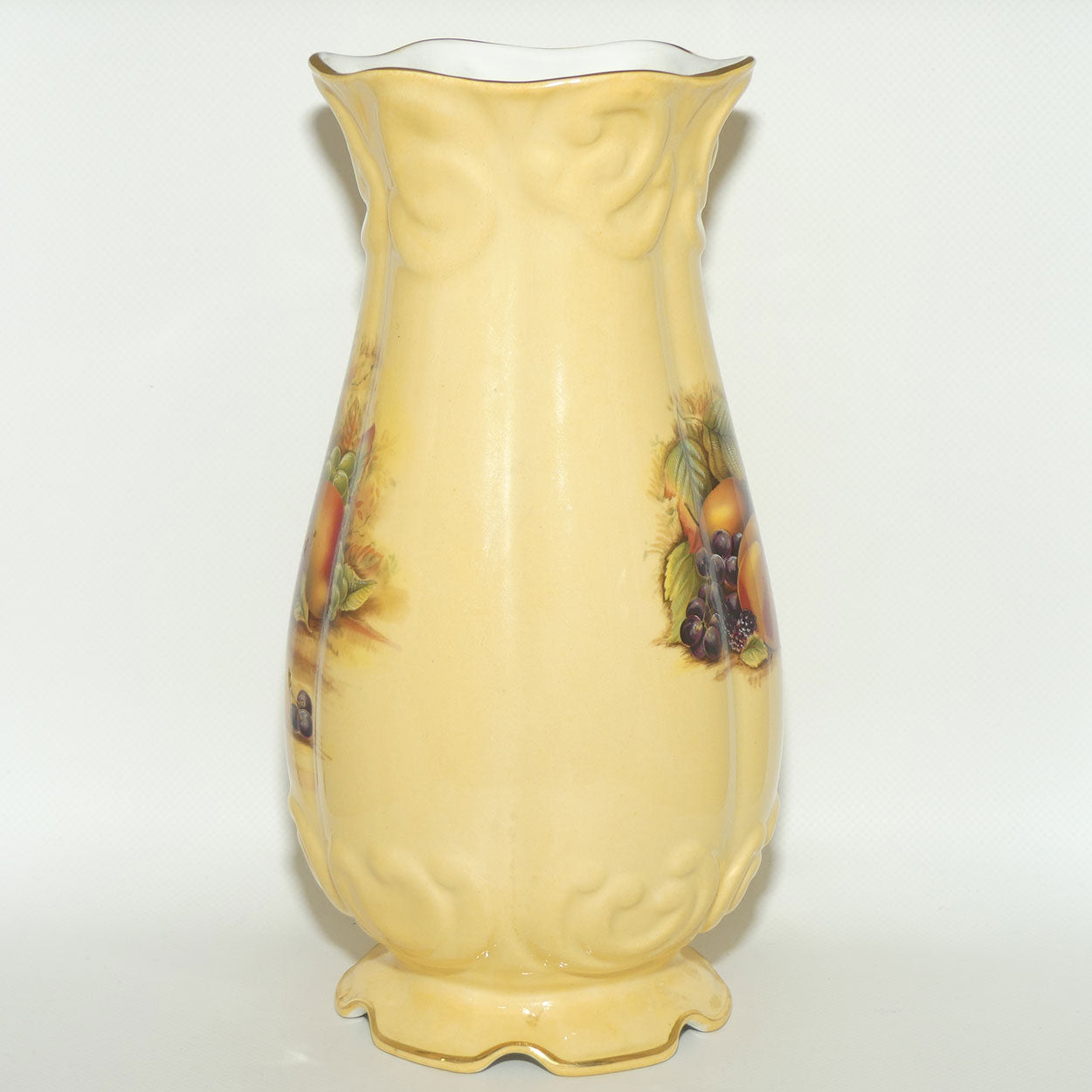 Aynsley Orchard Gold tall bulbous shape footed base vase | 27cm tall