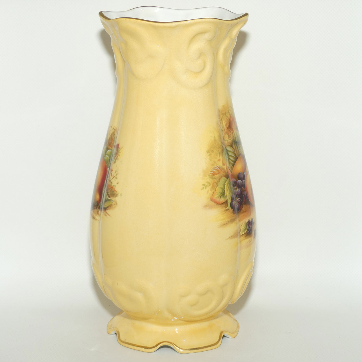 Aynsley Orchard Gold tall bulbous shape footed base vase | 27cm tall